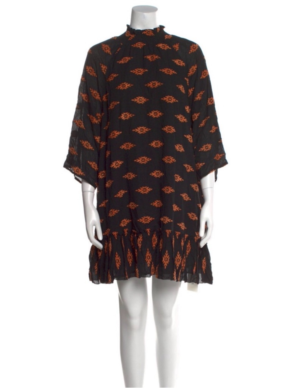 RHODE
Black & Orange Printed High-Neck Shift Dress Size Small